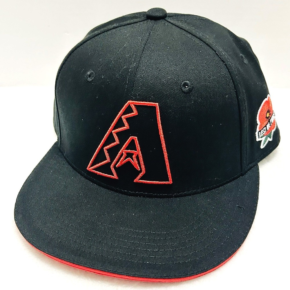 Arizona Diamondbacks MLB Hat Mens OSFM Black Red Lest We Forget Remembrance Cap